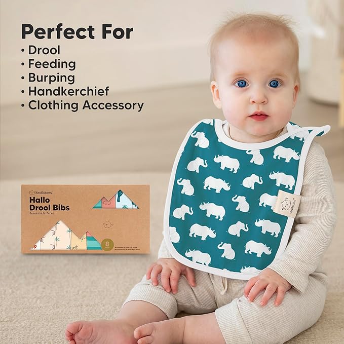 KeaBabies 8-Pack Bibs for Baby Girl, Boy - Pullover Large Baby Bibs for Drooling and Teething Infant, Newborn, Soft & Absorbent Organic Cotton, Long Torso Coverage Keep Toddler Clean & Dry (Wildscape)