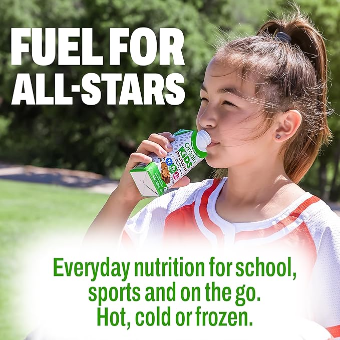 Orgain Organic Kids Protein Nutritional Shake, Chocolate - 8g of Protein, 22 Vitamins & Minerals, Fruits & Vegetables, Gluten Free, Soy Free, Non-GMO, 8.25 Fl Oz (Pack of 4)