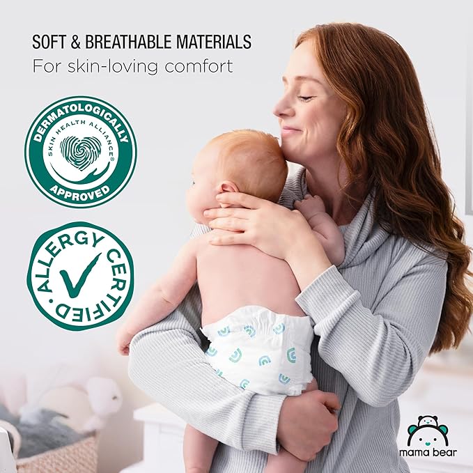 Amazon Brand - Mama Bear Gentle Touch Diapers, Size 4, 37 Count, Hypoallergenic, Leak Protection, Wetness Indicator, Stretchy Waistband, Skin Safe