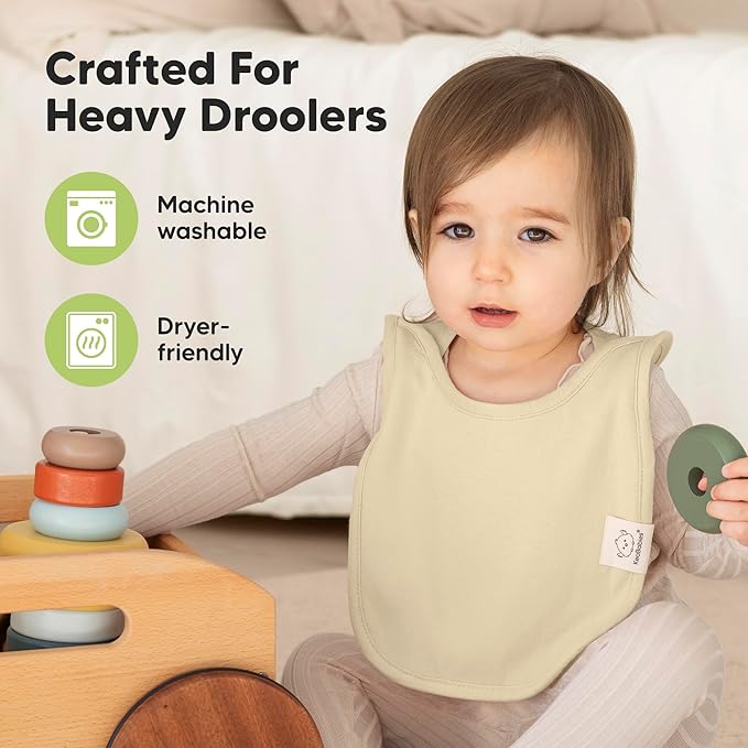 KeaBabies 8-Pack Bibs for Baby Girl, Boy - Pullover Large Baby Bibs for Drooling and Teething Infant, Newborn, Soft & Absorbent Organic Cotton, Long Torso Coverage Keep Toddler Clean & Dry(Terracotta)