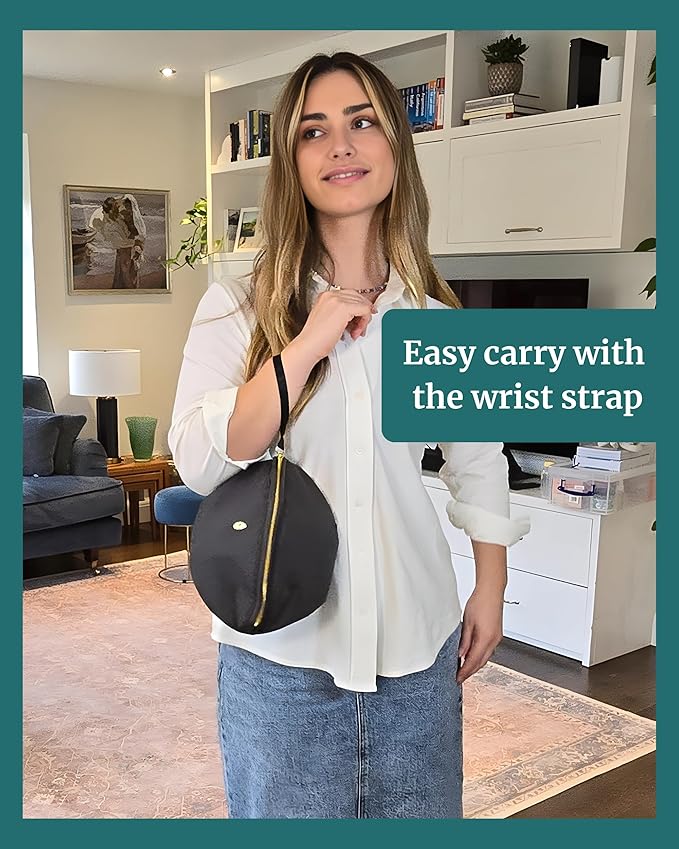 Wearable Breast Pump Bag - Fits Elvie, Willow, Momcozy and All Others - Beige Small Pump Bag with Wrist Strap – Hands-Free Pump Carrying Case and Storage for Travel