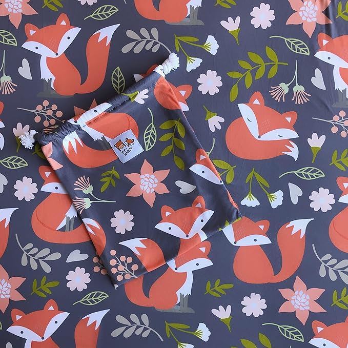 Baby Car Seat Canopy and Nursing Cover Up for Breastfeeding Moms | Multi-use 5-in-1, Breathable, Soft, Stretchy, Washable, Universal Fit | Cute Unisex Woodland Fox Pattern