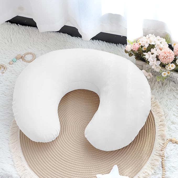Hooyax Baby Waterproof Nursing Pillow Cover, Stretchy Nursing Covers for Breastfeeding Pillows, Adorable Infant Feeding Pillow Slipcover for Baby Boy and Girls (White)