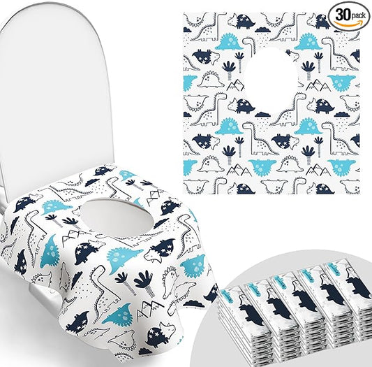 30 Pack Toilet Seat Covers Disposable, Large Waterproof Potty Covers for Toddlers, Kids, and Adults, Individually Wrapped for Travel, Toddler Potty Training for Public Restroom, Airplane, Trip