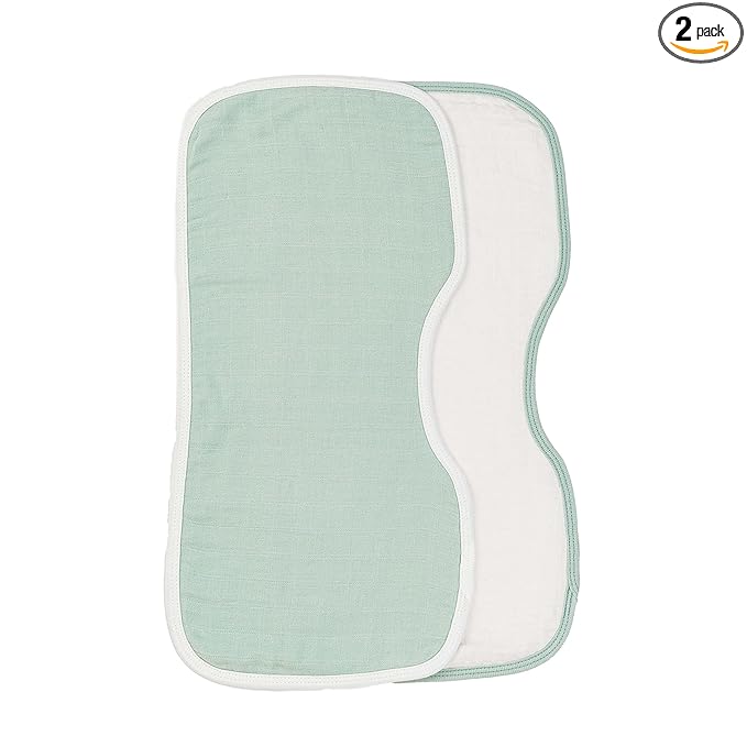 Under the Nile Organic Cotton Contoured Baby Muslin Burp Cloth Two Pack Set in Sea Breeze