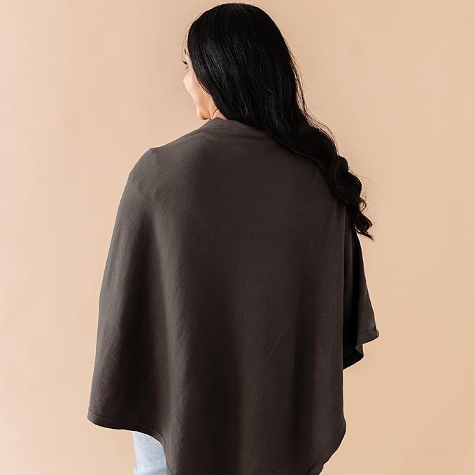 MakeMake Organics Knit Breathable Nursing Cover Up for Breastfeeding - Soft GOTS Certified Organic Cotton Breastfeeding Cover Up for Women - Privacy Feature, Gray