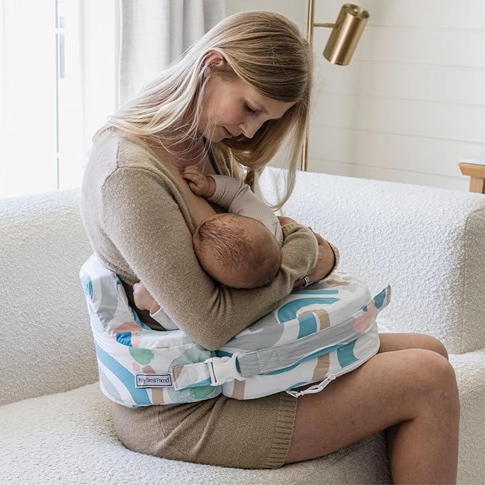 My Brest Friend Super Deluxe Nursing Pillow Cover - Slipcovers for Baby - Breathable Cotton, Adjustable Fit, Easy Care, Durable - Original Nursing Pillow Not Included, Modern Art