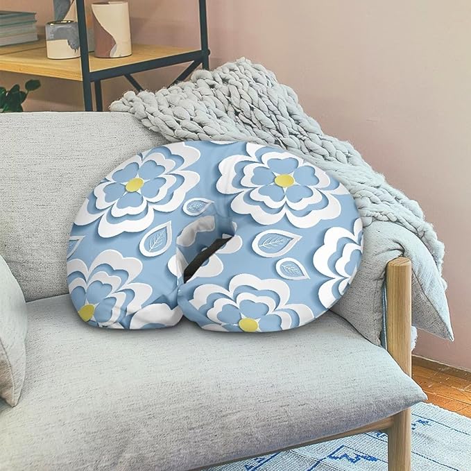 Nursing Pillow Cover Stretchy，Breastfeeding Pillow Slipcover for Baby Boys & Girls,Nursing Pillow Case for Newborn，Soft Fabric Fits Snug On Infant, Washable & Breathable,White Flower Leaf