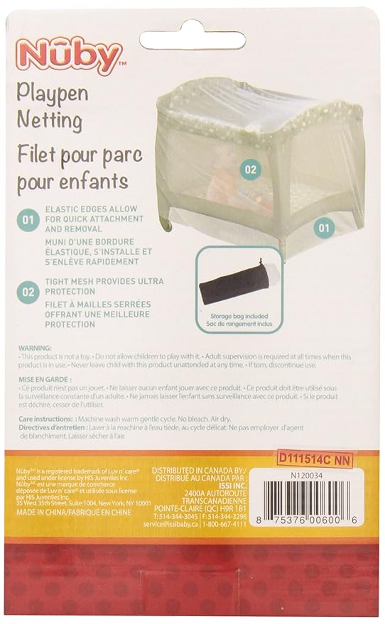 Nuby Pack N Play Universal Size Mosquito Net Tent, White