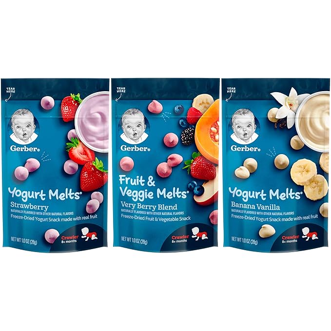 Gerber Baby Snacks Variety Pack | Gerber Snacks for Baby Variety Pack, Yogurt Melts & Fruit & Veggie Melts