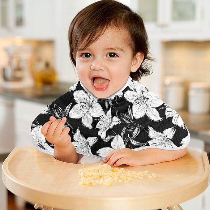 vvfelixl Baby Burp Cloths Black White Lily Baby Newborn Cotton Burping Cloths Set Babys Washcloths 4 Pack