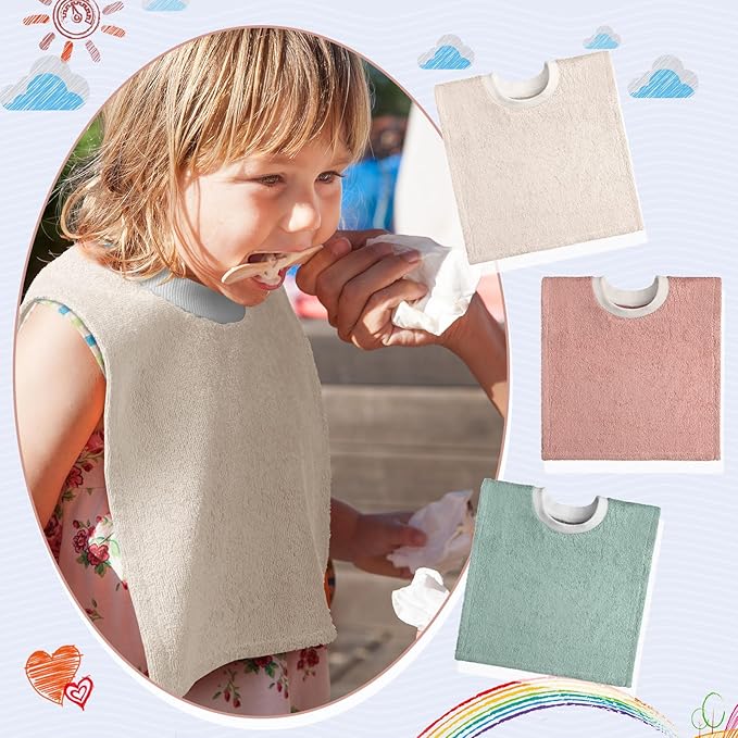 Foaincore 6 Pcs Pullover Baby Bibs Cotton Terry Toddler Absorbent Infant for Feeding and Drooling Towel Bib (Vivid Color)