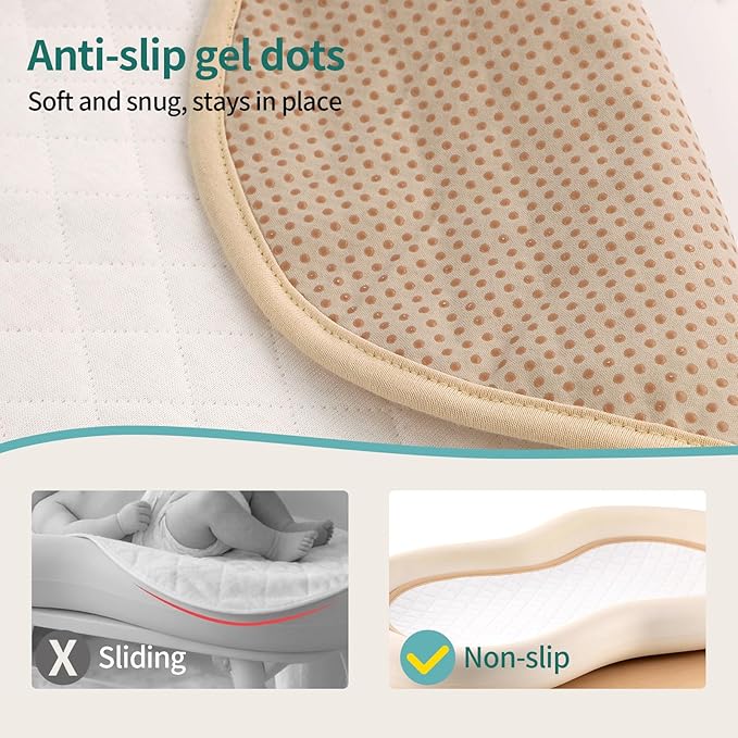 Waterproof Baby Changing Pad - Reusable Washable Changing Table Pad, Silicone & Peanut Changer Design, Includes Waterproof Changing Pad Cover & Liners (White, 13x29 Inch (Pack of 3))