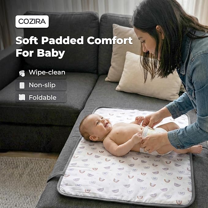 Waterproof Baby Changing Pad Liners - 3 Layer Quilted Absorbent Diaper Changing Mat - Reusable Washable Changing Table Pad - 13.8 x 23.2 Inch - Grey