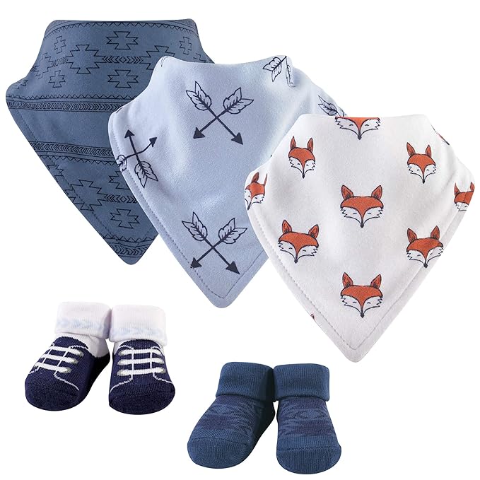 Yoga Sprout 5pc Bib and Sock Set, Clever Fox, 0-9 Months