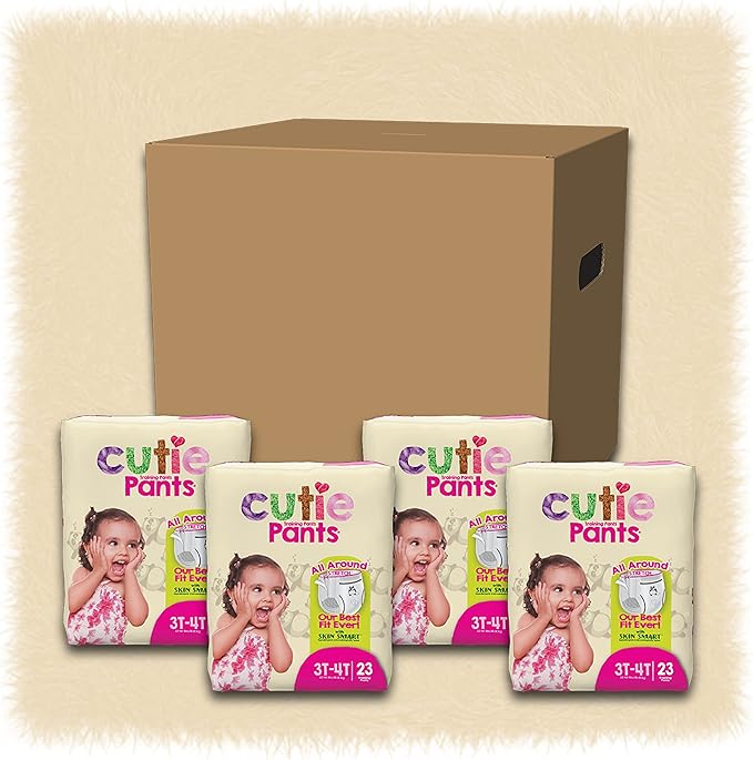 Cuties Toddler Training Pants for Girls, Size 3T-4T, 92 Count