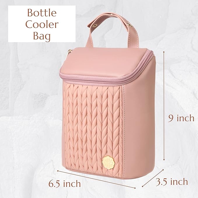 Baby Bottle Cooler Bag with Adjustable Straps to Fits Stroller or Diaper Bag,Insulated Baby Bottle Bag for Nursing Moms Daycare or Travel (Dusty Rose)