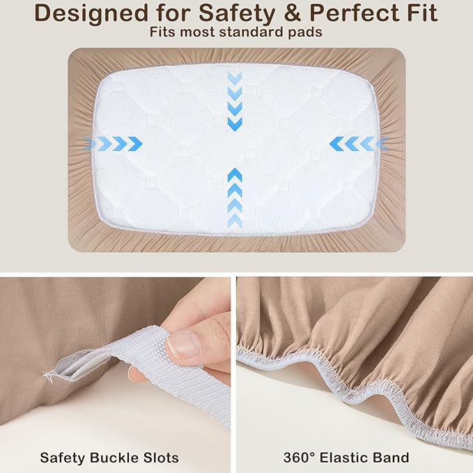 FIOBEE Changing Pad Cover Waterproof 2 Pack Quilted Diaper Change Table Sheets Breathable & Ultra Soft for Newborn Baby Boys Girls Fitted Changer Pads 32"x 16", Light Beige & Coffee