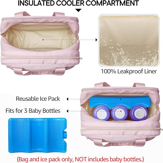Fasrom Wearable Breast Pump Bag with Cooler and Ice Pack Compatible with Momcozy, Medela and Elvie Pumps, Insulated Pump Carrying Case to Hold Extra Pump Parts, Pink (Patent Design)