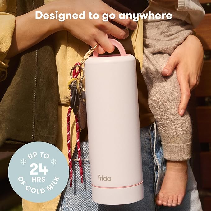 Frida Mom Flow + Go Breastmilk Cooler Bottle Ice Packs, Ice Pucks for 24hr Hold, Portable Breastmilk Cooler Packs for Travel, 2 Pack