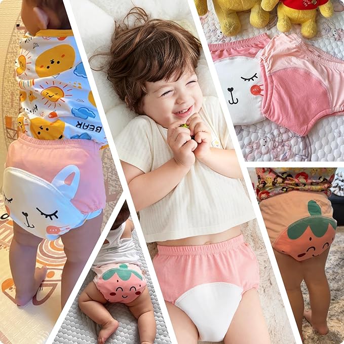 Potty Training Underwear for Girls 18M 2T, Soft Cotton Reusable Potty Training Pants for Toddlers 10 Pack,Toilet Training Pants for Girl