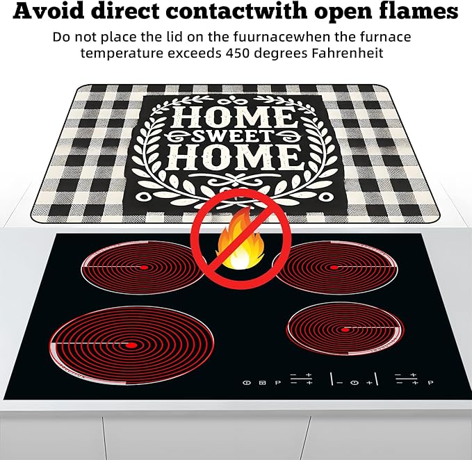 Multi-Design Stove Top Cover for Glass/Electric Stoves - 3-in-1 Heat-Resistant Protector Mat, Non-Slip Drying Rack 28"x20" (Home, 28" L x 20" W)