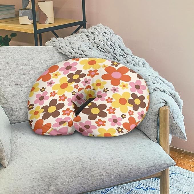 Cute Flowers Pillow Cover for Infant Snug Stretchy Nursing Pillow Case for Bottle Feeding, Breathable Easy to Clean (22"x18"x6")