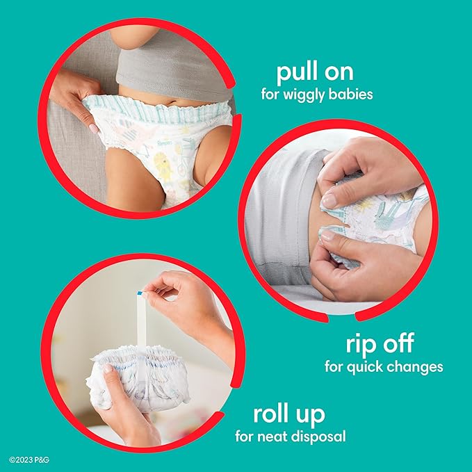 Diapers Size 3, 168 Count and Baby Wipes - Pampers Pull On Cruisers 360° Fit Baby Diapers with Stretchy Waistband, ONE MONTH SUPPLY with Sensitive Wipes, 6X Pop-Tops, 336 Count (Packaging May Vary)