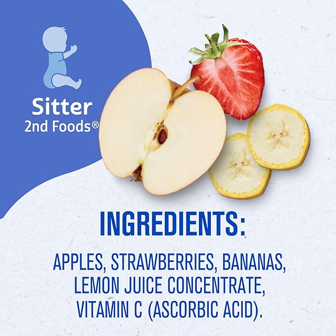 Gerber Stage 2 Baby Food, Apple Strawberry Banana Puree Pouch, 2 Servings of Fruit, No Added Sweetener, No Artificial Colors or Flavors, 12-Pack