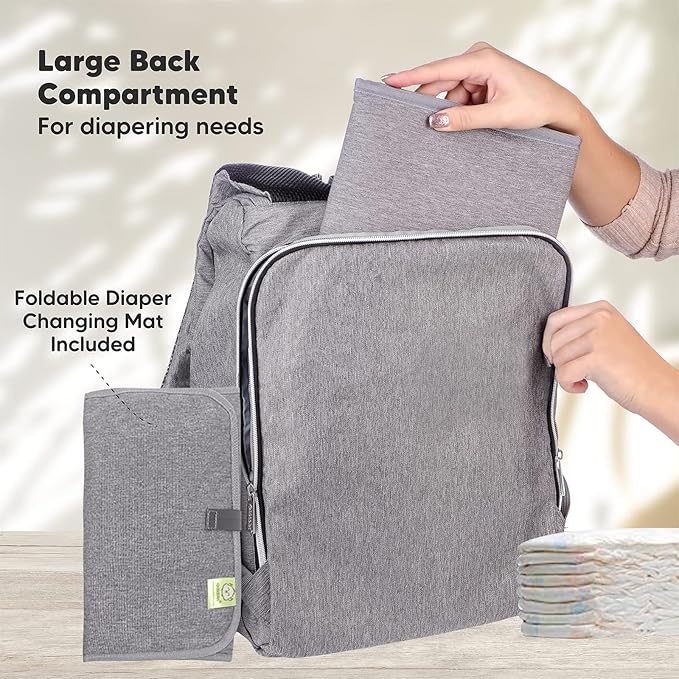 KeaBabies Diaper Bag Backpack and Portable Diaper Changing Pad - Waterproof Multi Function Baby Travel Bags - Waterproof Foldable Baby Changing Mat - Travel Diaper Change Mat
