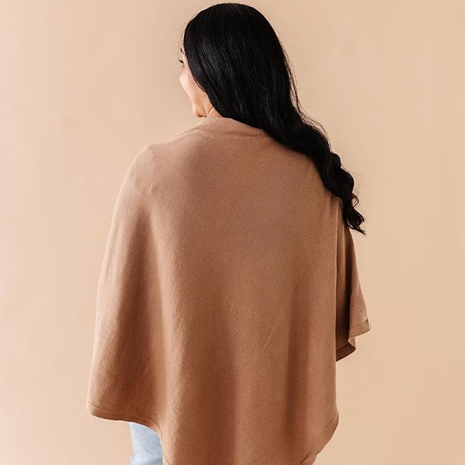 MakeMake Organics Knit Breathable Nursing Cover Up for Breastfeeding - Soft GOTS Certified Organic Cotton Breastfeeding Cover Up for Women - Privacy Feature, Brown