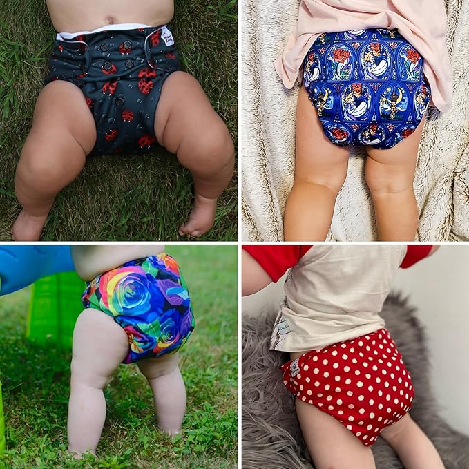 Mama Koala 1.0 Pocket Cloth Diapers for Babies, 6 Pack Pocket Shell Only (NO Inserts) - One Size Washable and Reusable Pocket Diapers for Newborns and Toddlers - 160014