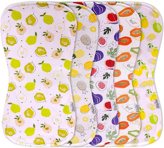 KiddyStar 5-Pack Burp Cloths – Organic Cotton, Soft, Large & Absorbent 3-Layer Towels for Newborns – Essential for Feeding & Spit-Up