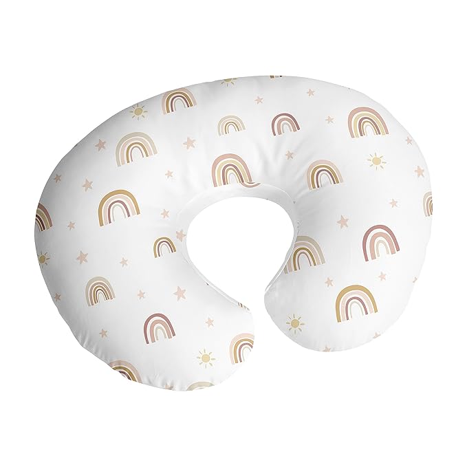 Sweet Jojo Designs Boho Rainbow Girl Nursing Pillow Cover Baby Breastfeeding Slipcover for Infant Newborn Nursery Bottle Breast Feeding Pillowcase (Pillow NOT Included) - Pink Yellow Bohemian Vintage