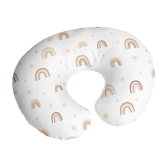 Sweet Jojo Designs Boho Rainbow Girl Nursing Pillow Cover Baby Breastfeeding Slipcover for Infant Newborn Nursery Bottle Breast Feeding Pillowcase (Pillow NOT Included) - Pink Yellow Bohemian Vintage