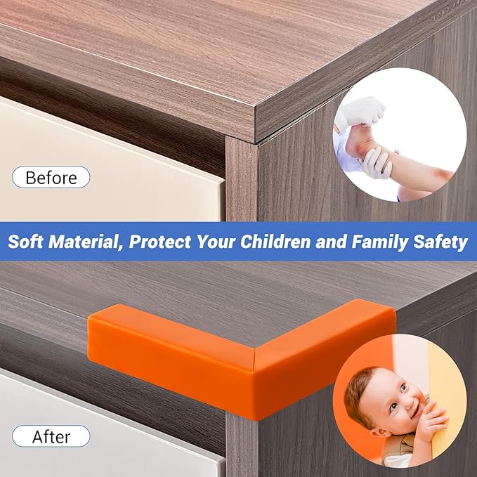 Wall Corner Protector, Peel and Stick Wall Corner Trim, Flexible Rubber Molding Wall Corner Guard, L Shaped Self Adhesive Edge Protector Moulding Trim for Wall Edge Ceiling, Orange, 3/4in,10Ft