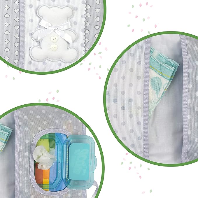 Diaper and Wipes Bag, Portable Bag Diaper and Wipes Organizer, with Booklet Opening, Gift Idea for Future Parents, 100% Made in Italy, Grey Colour, AMA1717G