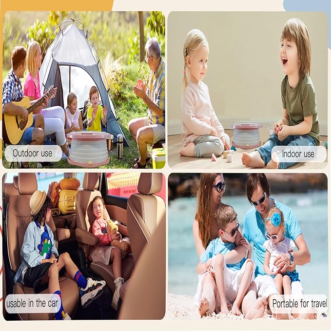 SunnySmile Portable Potty Cute Puppy Design, Portable Toddler Toilet with 45 Disposable Bags, Foldable Toddler Travel Potty for Camping, Road Trips & Car Toilet for Kids