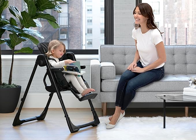 Jeep by Delta Children Classic Convertible 2-in-1 High Chair for Babies and Toddlers with Adjustable Height, Recline & Footrest - Dishwasher Safe Meal Tray, Black
