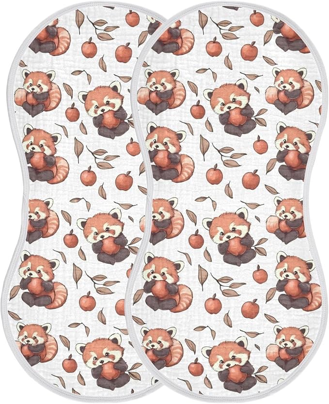 vvfelixl Cartoon Cute Red Panda Eat Fruit Burp Cloths for Baby Boy Girls Baby Washcloths Burp Rags 1 Pack