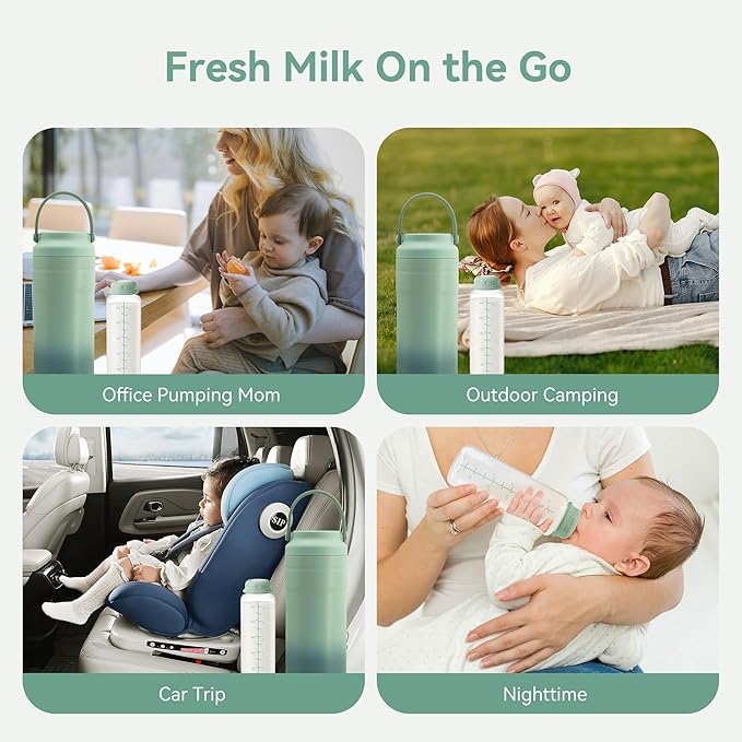 11oz Breastmilk Storage Bottles, Compatible with Momcozy Milk Cooler 12oz, Narrow Neck Baby Bottles, BPA-Free & Leakproof, Must-Have Breastfeeding Essentials, 2PCS