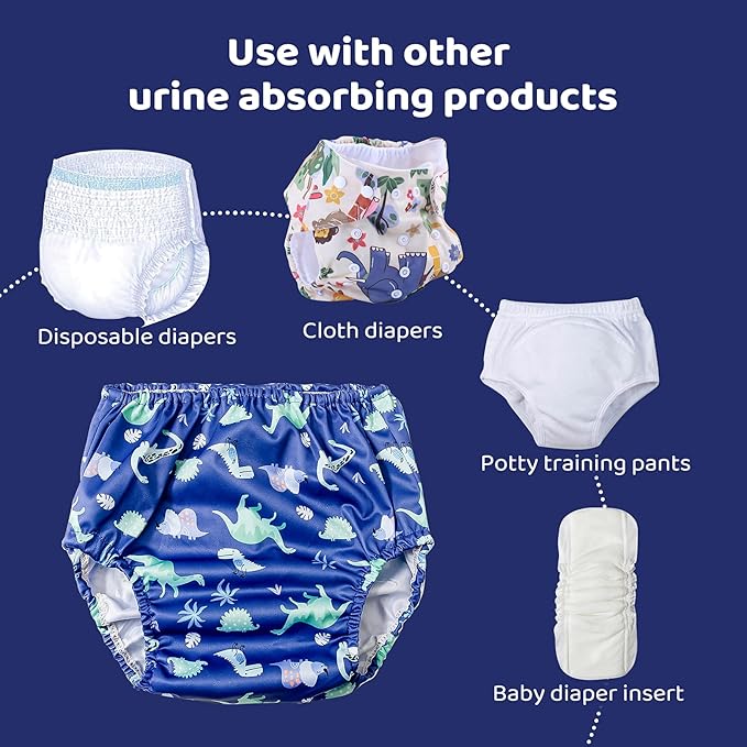 BISENKID Plastic Diaper Cover With Good Elastic Rubber for Swim and Potty Training - Toddler Boy Underwear 5t
