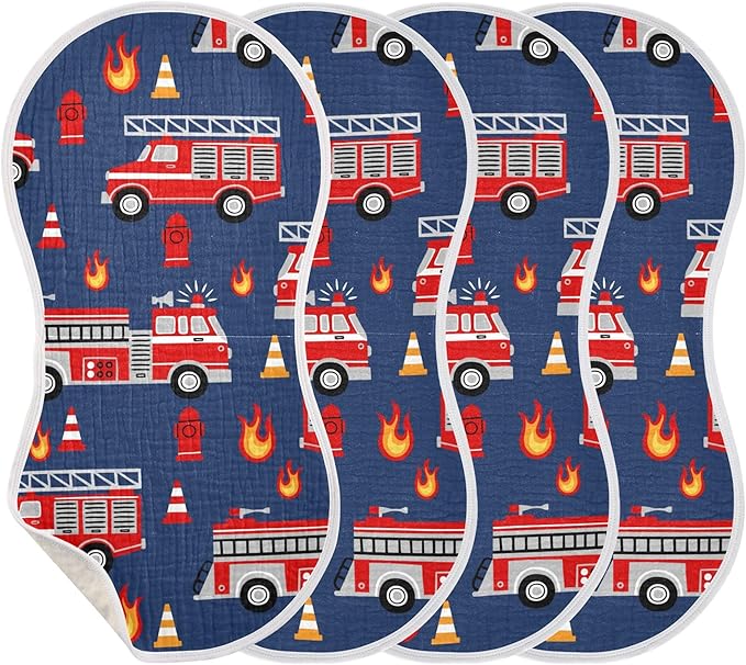 Fire Trucks Red Cars Burp Cloths Baby Boys Girls Absorbent Soft Cotton Burping Cloths Rags 1 Pack