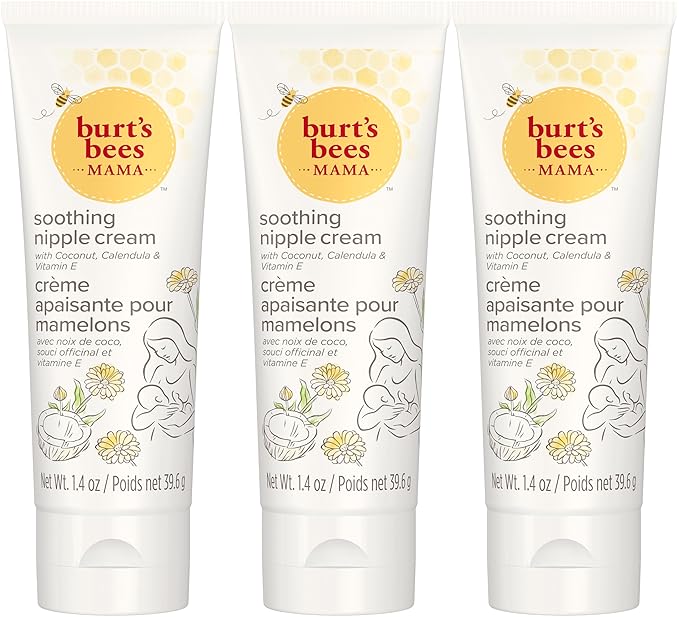 Burt's Bees Mama Soothing Nipple Cream with Coconut, Calendula and Vitamin E, 100% Natural Origin, 1.4 Ounces, Pack of 3