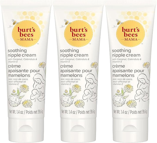 Burt's Bees Mama Soothing Nipple Cream with Coconut, Calendula and Vitamin E, 100% Natural Origin, 1.4 Ounces, Pack of 3