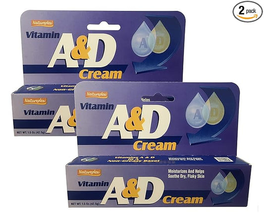 Vitamin A&D Moisterizing, Soothing Cream, 2 x 1.5 oz Bottles (for Dry, Flaky Skin)