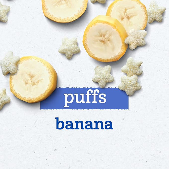 Gerber Stage 3 Baby Snacks, Banana Puffs, Puffed Grain Snack, Baby Led Feeding, Iron & Choline, Puffs Snacks for Babies, 6-Pack