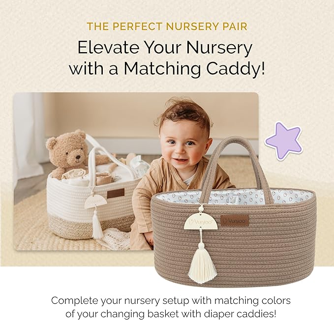 Yunioo Baby Changing Basket, Portable Diaper Changing Pad, Moses Basket for Newborns, Changing Table Topper for Baby Nursery, Waterproof Travel Pad Cover