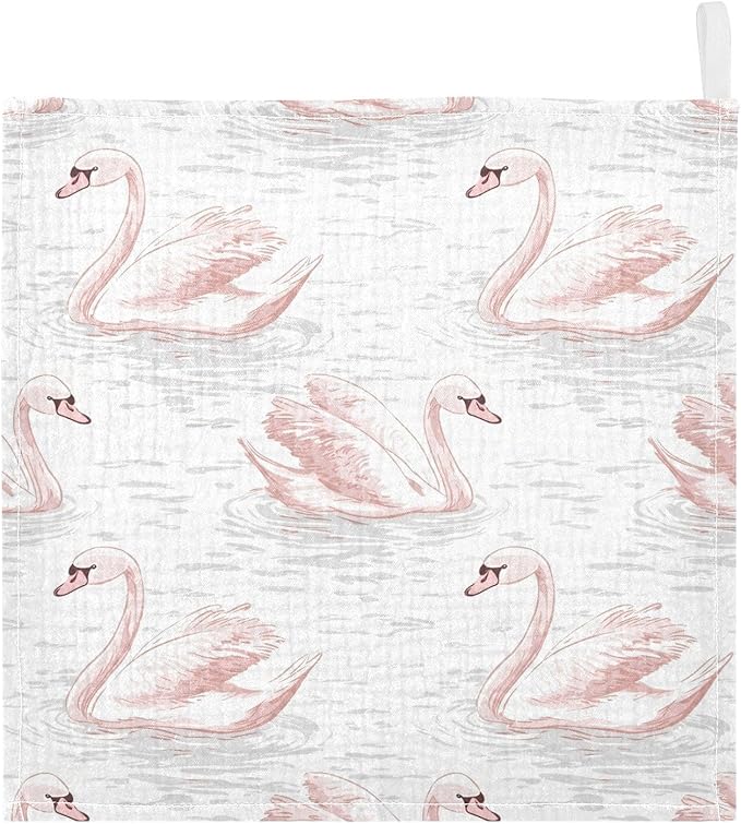 vvfelixl Baby Muslin Washcloths Pale Pink Swans Baby Burp Cloths Cotton Babys Face Towel for Newborn Infants Boys Girls Soft and Absorbent 11.8 X 11.8 in, 3 Pack