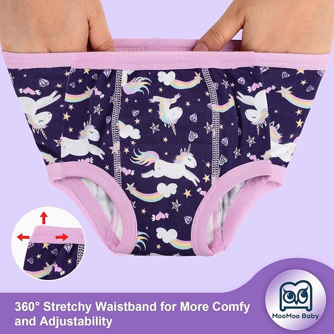 MooMoo Baby Potty Training Pants 6 Packs Absorbent Training Underwear for Boys and Girls Cotton Pee Pants 2T-9T
